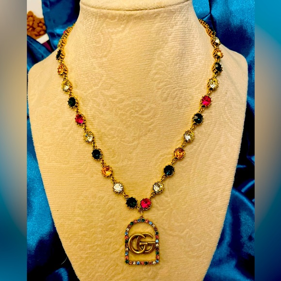 COPY- Gorgeous antiqued authentic Gucci multi Crystal Link GG crystal F… - Picture 1 of 5
